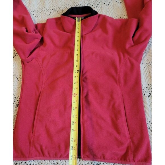 Lands' End Red Fleece Jacket Women Full Zip Zip Pocket Front Size Medium 10-12 - Picture 5 of 7